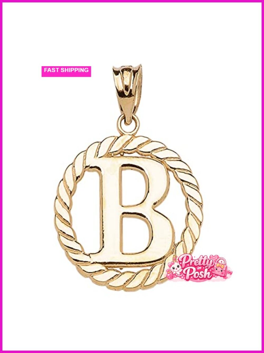 14k Yellow Gold Personalized Initial Charm Pendant - A-Z Circle
